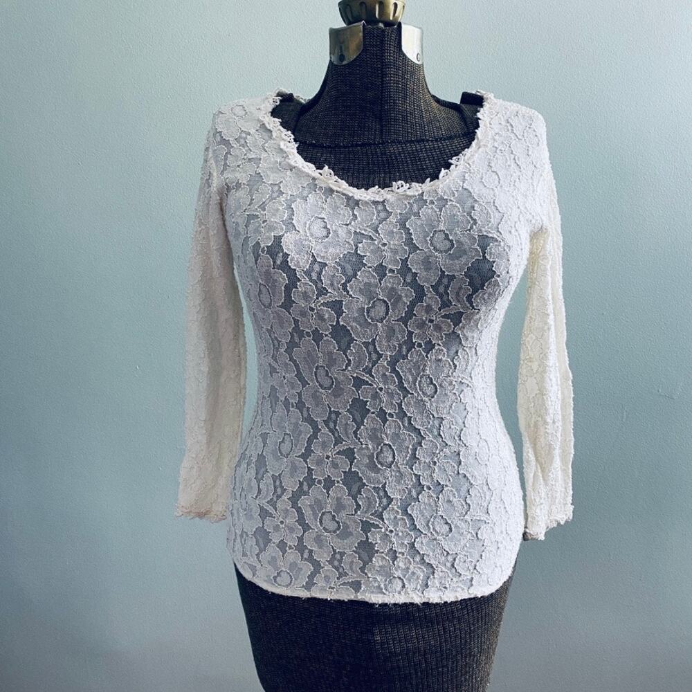 Margot Too white lace sheer top